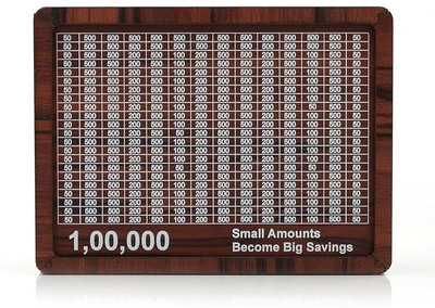 JSK Money Bank Wooden Piggy Bank for Kids & Adults, Coin Box with Carved Design Coin Bank(Brown)