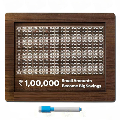 WallDaddy Wooden Piggy Bank for Money Collection Saving Box Gullak With Saving Chart Coin Bank(Brown)