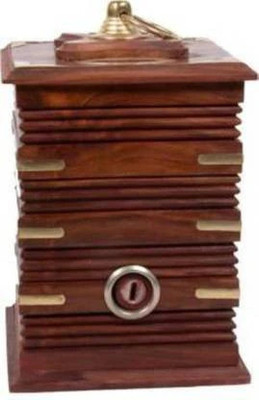 ZUHAIB CRAFTED LEGACY Wodden Money bank coin bank saving box 388 Coin Bank(Brown)