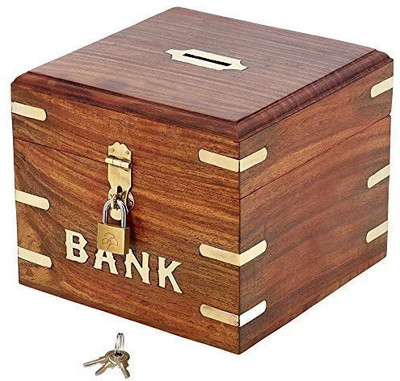 ZUHAIB CRAFTED LEGACY Wodden Money bank coin bank saving box 320 Coin Bank(Brown)