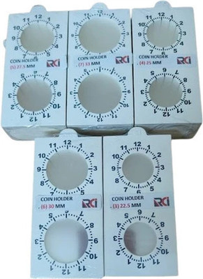 rci Clock Wise Coin Holders 5 different Size 3 to 7 No - 250Pcs set Coin Bank(White)