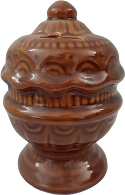 Claywala Matka Shape Coin Bank(Brown)