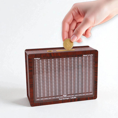 KVR CRAFT Wooden Money/Piggy Bank Box for Kids, Savings Box(1,00,000) Coin Bank(Multicolor)