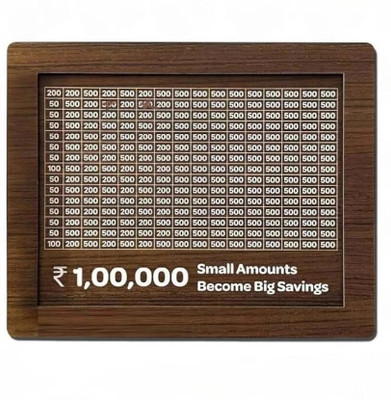 HouseofAD Wooden Money Saving Box Cash Saver Money Box with Counting Target Coin Bank-M1 Coin Bank(Brown)