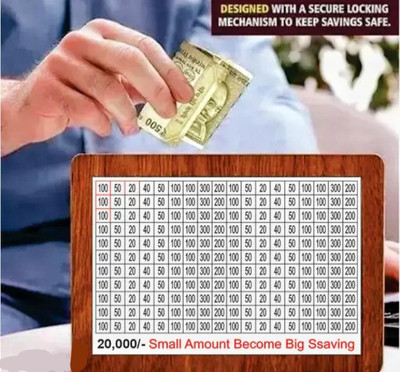 luxury aura Wooden Money Saving Box 10k | Saving Challenge Wooden Box Coin Bank (Brown) Coin Bank(Brown)