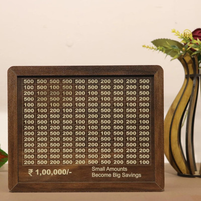 HOOTZILLA Wooden Money Piggy Bank, Money Saving Box-044 Coin Bank(Brown)