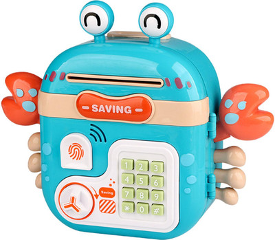 Magicwand Musical Money Safe Kids Piggy Crab Savings Bank with Finger Print Sensor Coin Bank(Blue)
