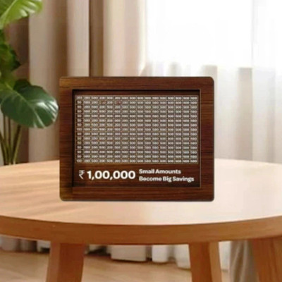 Adveriq Coin Box,Handmade Piggy Bank,Kids Gullak,Rs 1,00,000 Money Saving Challenge Coin Bank(Brown)