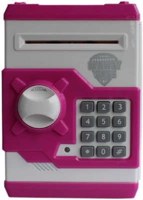 VSHINE ATM BANK Smart Electronic Lock Piggy Bank for Coin/Note Safe with Locker Key Coin Bank (Purple) Coin Bank(Purple)