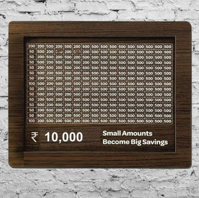 GRANDFLY Wooden money Saving Box,Cash Saver Money Box with Counting Target,Piggy (Box-3) Coin Bank(Brown)