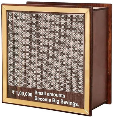 Arthav Wooden Savings Challenge Board for Adults and Kids Money Saving Coin Bank(Brown)