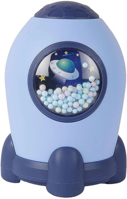HK Toys Space Rocket Piggy Bank with Password Number Lock for Kids Boys Girls Coin Bank(Blue)
