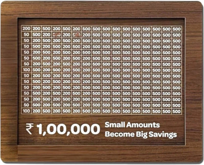 Miboo Rupee Savings Box with Milestone Marker Coin Bank(Brown)
