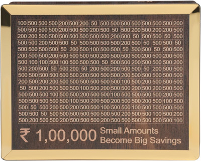 linom Pack Of 1 Dual Slot Wooden Piggy Bank – Separate Save and Spend Sections Coin Bank(Brown)