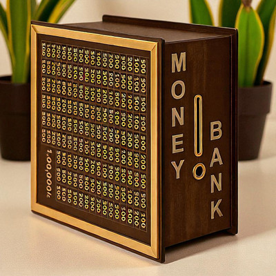 Drova Secure Money Bank – Coin Box, Saving Safe, Fun Educational Coin Bank(Brown)