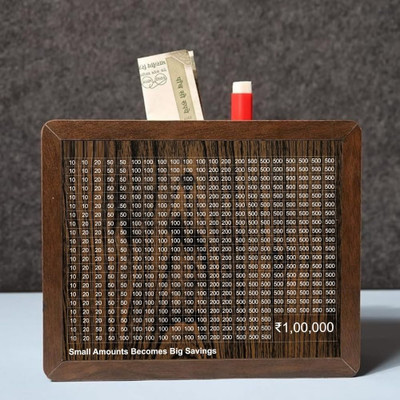 Quinergys Money Saving Box Piggy Bank with Money Target Coin Bank(Brown)