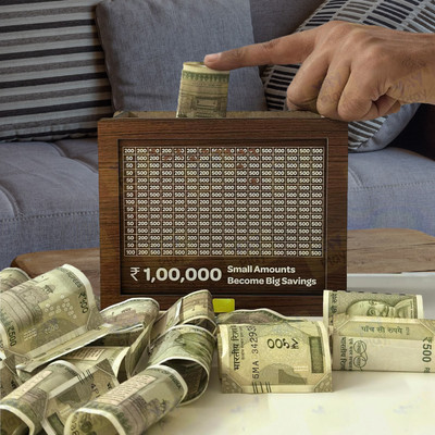 Awex Money-saving wooden bank with count markings Coin Bank(Brown)