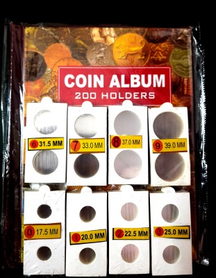 GOLD MINT Coin Holder Album 200 Pockets + 200 Pcs 2x2 Coin Holders of 8 Different sizes Coin Bank(Multicolor)