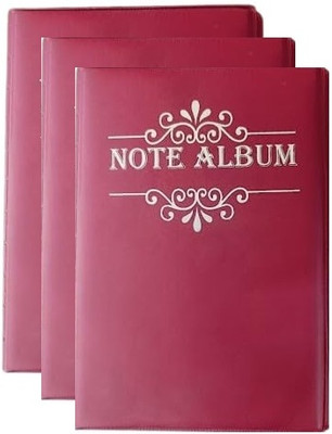 rci 20-Pocket Currency Note Album for Banknote Collection 3 PCS Coin Bank(Maroon)