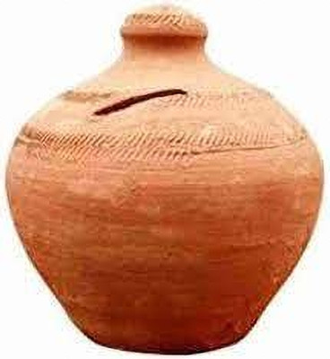 AK traders Handmade Clay Gullak Money Piggy Coin Bank Coin Bank(Brown)