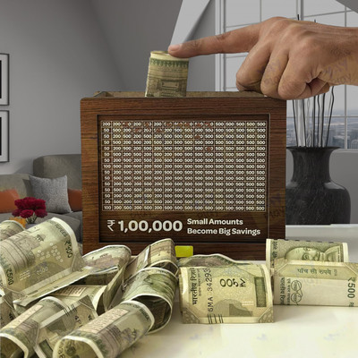 Awex Track your savings with this wooden money box Coin Bank(Brown)