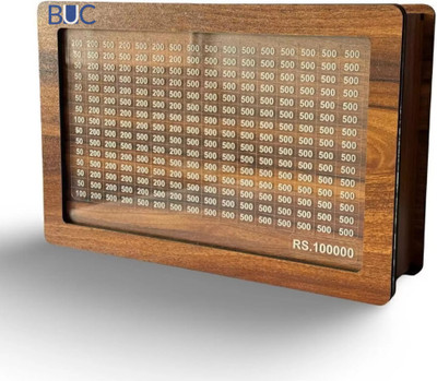 BUC Wooden Piggy Bank for Kids & Adults | Coin Box Money Saver with Numbers Counting Coin Bank(Brown)