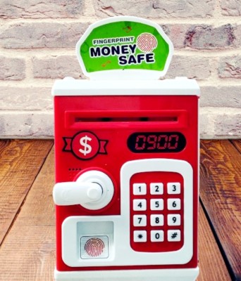 UB Toys Money Safe ATM Kids Piggy Bank with Electronic Lock & Password Coin Bank(Red)