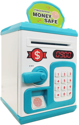 RAGHAV ENTERPRISES ATM Money Saving Box with Fingerprint Sensing & Lock Coin & Paper Money Deposit Coin Bank(Multicolor)