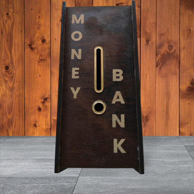 Impexlabh Wooden Money Saving Box – Premium Wooden Lock Box for Coins & Notes Coin Bank(Brown)