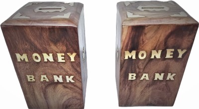 ARK WOOD ART New Wooden Money Box with Lock Funds Deposit Saving Money Bank Coin Box Coin Bank(Brown)
