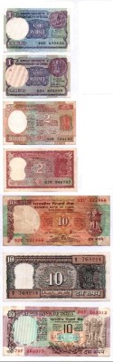 RB COINS OLD NOTE 1,2,10, RUPEES COMPLETE 7 NOTE SET NOTE Coin Bank(Multicolor)