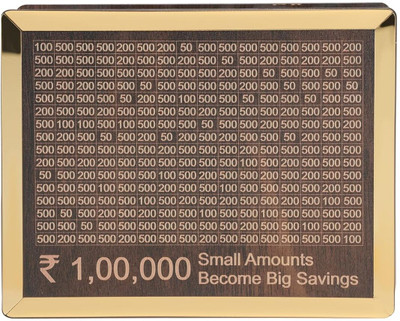 Campfire Wooden Money Bank,Coin Box with Carved Design for Kids,Savings Challenge Box Coin Bank(Brown)