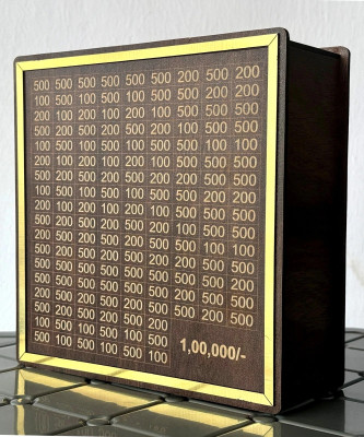 Impexlabh Wooden Coin Savings Bank | Large Capacity Piggy Bank with 100000 Target Slot Coin Bank(Brown)
