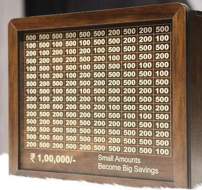 HouseofAD Wooden Money Saving Bank | Cash Saver Piggy Bank with Counting Target Coin Bank(Brown)