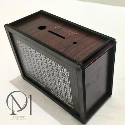 OM CENTRE Wooden Money Saving Box | Counting target money box Coin Bank(Brown)