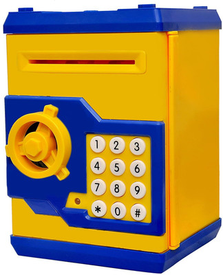 Kmc kidoz Piggy Bank ATM for Kids Money Safe Savings with Password Box Toy for gift Coin Bank(Multicolor)