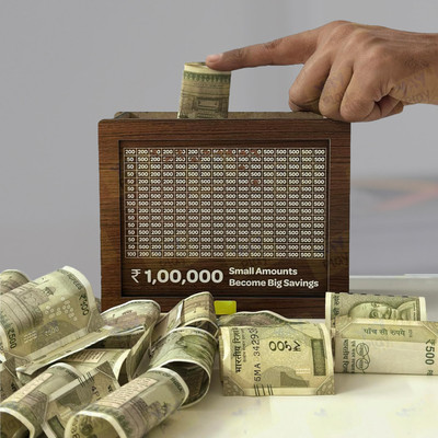 Harbor Classic brown wooden money box with a locking feature Coin Bank(Brown)