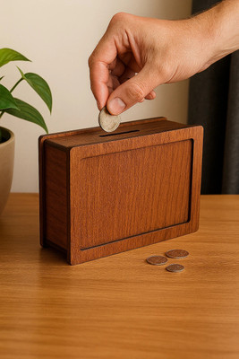 Craftzo Money Bank | Gullak | Piggy Bank | Cash Saver Money Box with Counting Target | Coin Bank(Brown)