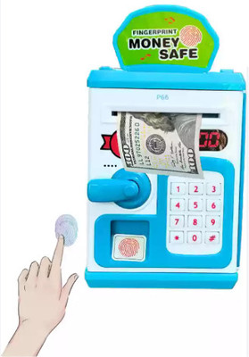 Tiny Tales Atm Money (IND*87) Saving Box With Fingerprint Sensing And Lock, Coin Bank(Blue)