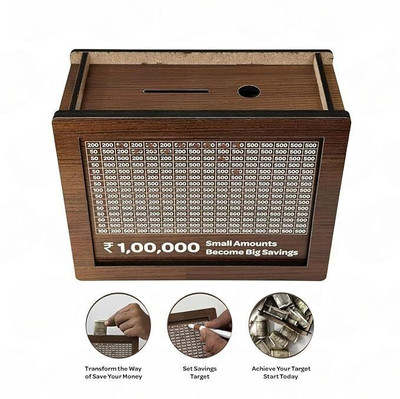 Vinayak Smart Money Box with Secure Lock Coin Bank(Brown)