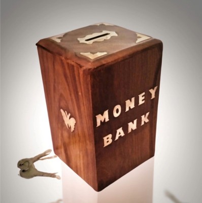 ARK WOOD ART wood money boxx Coin Bank(Brown)