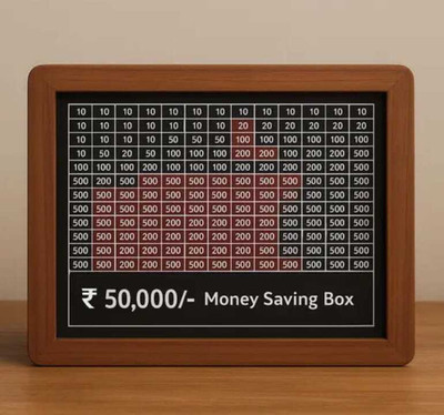 luxury aura ₹50,000 Wooden Money Saving Box Daily Savings Challenge |Best for Adults & Kids Coin Bank(Brown)
