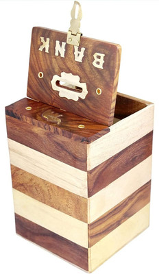 ZUHAIB CRAFTED LEGACY Wodden Money bank coin bank saving box 337 Coin Bank(Brown)