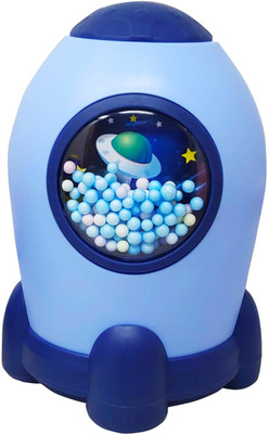 World Collection Mart Space Piggy Bank with Number Code Lock Money Saving Coin Bank Rocket for Kids Coin Bank(Blue)