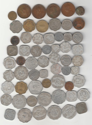 Sansuka 60 different Mughal Indian British Edward Victoria George Kings old coins Modern Coin Collection(60 Coins)