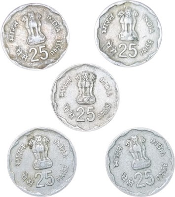 rbf RARE 1980-25 PAISE RURAL WOMEN'S ADVANCEMENT COMMEMORATIVE COIN 2.4 GRAM5 COIN Medieval Coin Collection(5 Coins)