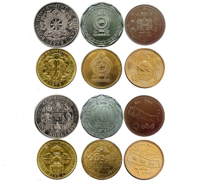 Naaz Rare Collection Old Coin From Bhutan, Sri Lanka, Nepal Modern Coin Collection(5 Coins)