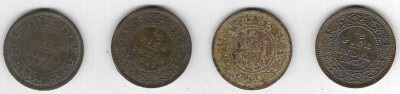 A1 International Rare British India George V 1/2 ( Half ) Pice 4 Different Year Coins Medieval Coin Collection(4 Coins)