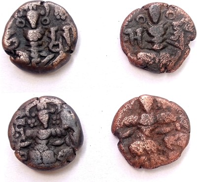 Naaz Rare Old Ancient Indian Coin, Kashmir Sangram Deva & Harsha Deva Copper Coin Ancient Coin Collection(2 Coins)