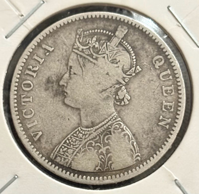 ANTIQUEWAY 1862 One Rupee 10 Dots Die Rotation Error Victoria Queen British India Silver Medieval Coin Collection(1 Coins)